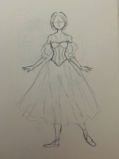 a drawing of a woman in a dress