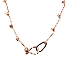 Ball link necklace in 14 kt rose gold. Elegant Rose Gold Cable Chain Necklaces, Elegant Rose Gold Necklace With Cable Chain, Modern Rose Gold Tarnish-resistant Necklaces, Elegant Rose Gold Jewelry With Cable Chain, Formal Rose Gold Metal Chain Necklace, Modern Rose Gold Jewelry With Cable Chain, Luxury Tarnish Resistant Rose Gold Chain Necklace, Fine Jewelry Rose Gold Cable Chain Necklace, Fine Jewelry Rose Gold Chain Necklace With Adjustable Chain