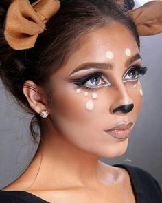 Adult Deer Costume, Deer Halloween Makeup, Reindeer Makeup, Carnaval Make-up, Animal Makeup