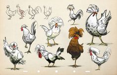 a bunch of chickens standing around each other