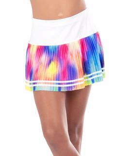 Play all day in our classic pleated skirt with a rainbow of water color print and a refined classic White border stripe. A look that will certainly color up the country club. Play All Day, Love Store, Tennis Shop, Skirts For Kids, Girl M, Lucky In Love, Dress Gift, Novelty Print, Long Sleeves Jacket