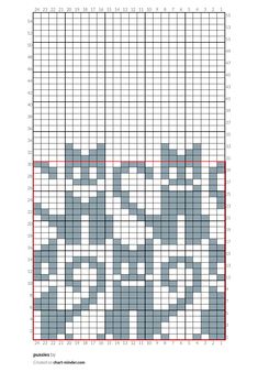 the cross stitch pattern is shown in grey and red