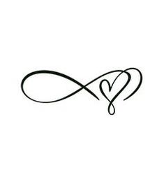 the infinite love symbol is drawn in black ink on a white background with a heart