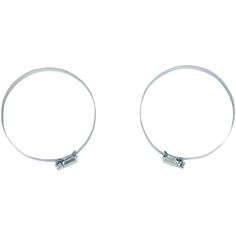 two silver colored bracelets on a white background