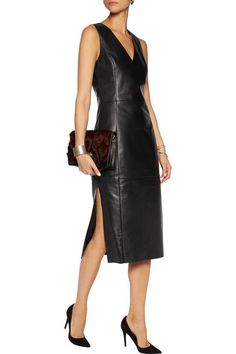 Leather Dress Women, Black Leather Dresses, Dress Leather, Black Women Fashion, Genuine Leather Jackets, Leather Dresses, Leather Outfit, Women Leather, Leather Dress