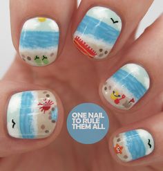 These girls really nailed it...or maybe they just have too much time on their hands. -  #manicures, #nail art, #nailed it, #nail polish Beach Holiday Nails, Ocean Nail Art, Tumblr Nail Art, Beach Themed Nails, Beach Nail Art, Beach Nail Designs, Holiday Nail Designs, Beach Nails, Unique Nails