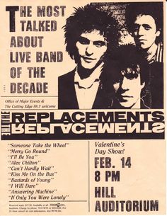 an old concert poster with the band's name on it