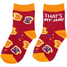 PREMIUM QUALITY: Socks pair is made from a blend of 70% cotton, 28% polyester, 2% spandex materials. These (S/M or M/L) or 4-7YO) unisex socks fit children’s shoes (US 8-11 or US 10-1) IN-HOUSE DESIGN: Features a sewn-in PB&J pattern on the red top and side parts of the sock. The outer ankles feature “That's My Jam” text that is also sewn in. The toes, heels and tops are a solid orange color. Socks come packaged inside of a plastic poly bag with a hangtag and ribbon. CARE INSTRUCTIONS: Machine w Solid Orange Color, Pet Bereavement, Color Socks, Solid Orange, Unique Gift Items, Kid Lifestyle, Travel Hat, Gifts For Sports Fans, My Jam