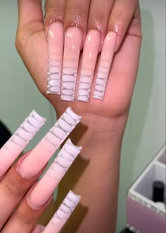 Croc Print Ombre Nails, Croc Design Acrylic Nails, Ombre Crocodile Nails, Ombre Long Square Nails, Ombre Croc Nails, Clear Croc Nails, Croc Ombre Nails, Croc French Tip Acrylic Nails, White Croc Print Nails