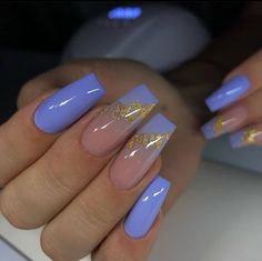 Nails Periwinkle, Birthday Nail, Purple Acrylic Nails, Long Acrylic Nail Designs, Lovely Nails, Cute Acrylic Nail Designs, Her Nails, Long Acrylic Nails Coffin, Makijaż Smokey Eye