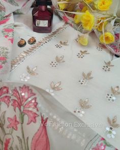 Vc Fashion Exclusive Launch 🌸🌸🌸🌸 Going all off white is our new style statement this summer festive season🌼🌸 Gotta pati , zari thread *hand embroidery work* used to give elegance on Chanderi kurta (inside cotton lining ) with a pretty cotton silk pant Paired with Chanderi dupatta hand block work all over dupatta.🌸🌼 Length of kurta 46" Length of pant 39" Length of duppata 2.4 meter *Sizes 38,40,42,44,46* *Hand word crafted by our artician* *Price 1595 with ship* Wash care: dry ... Cotton Silk