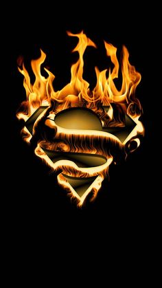 the superman symbol is shown in flames