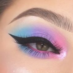 Cute Makeup Eye Shadow, Easter Makeup Looks Eyeshadows, Fun Eyeshadow Looks Easy, Colorful Eye Makeup For Brown Eyes, Bright Makeup Looks Eyeshadows, Sparkly Makeup Looks, Color Eyeshadow Looks, Colourful Eyeshadow Looks