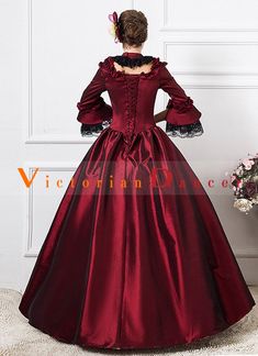 Wine Red 1800s Victorian Dance Dress Gothic Victorian Wedding Ball Gown     Condition: Brand New   Color: amp;nbsp; As Picture   Material: Satin   Silhouette: Ball Gown   Sleeve Length: Long Sleeve   Dresses Length:Floor-Length   Neckline: Square Collar   Decoration: Lace   Style: Vintage   Includes: Dress And Petticoat      amp;nbsp; Red Fitted Gown For Debutante Ball, Fitted Red Gown For Debutante Ball, Burgundy Ball Gown Dress For Wedding, Burgundy Ball Gown For Wedding, Red Victorian Dress For Wedding, Fitted Red Ball Gown For Debutante Ball, Red Fitted Ball Gown For Costume Party, Red Victorian Dress With Fitted Bodice, Elegant Red Victorian Dress With Fitted Bodice