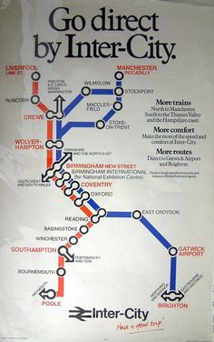 a subway map with the names and directions for different trains on it's route