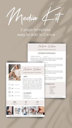 Media Kit with Rate Card | Media Kit Template for Canva | Influencer Media Kit | Press Kit | Pitch Kit | Blogger Press Kit Press Kit Template, Media Kit Design, Influencer Media Kit, Rate Card, Cute Drawings Of Love, Media Kit Template, Kit Design, Press Kit, Beauty Influencer