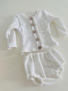 Handmade baby boy romper White Sets With Pockets For Spring, White Loungewear Sets With Pockets, White Lounge Sets With Pockets, White Buttoned Sets For Loungewear, White Buttoned Loungewear Sets, White Buttoned Sets For Summer, White Buttoned Summer Set, White Button Sets For Summer, White Summer Set With Buttons