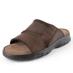 PRICES MAY VARY. MENS SLIDES UPPER MATERIAL: These slippers for men are made of high-quality leather,hand-stitched and not easy to break the line,very wear-resistant and comfortable to wear! MEN'S SLIPPER FOOTBED DESIGN: Memory foam footbed provides long-lasting cushioning and foot support, relieves foot fatigue and pain, soft and comfortable all day long. These sandals can be used as barefoot sandals, hiking sandals for men, mens hiking sandals, mens beach sandals, men's athletic & outdoor sand Leather Slide Slippers For Beach, Leather Slide Flip Flops For Outdoor, Brown Leather Slide Flip Flops, Brown Open Toe Slippers For Outdoor, Leather Slip-on Beach Slippers, Leather Slip-on Slippers For Beach, Brown Slip-on Beach Slippers, Brown Slip-on Sandals For Beach, Mens Sandals Beach