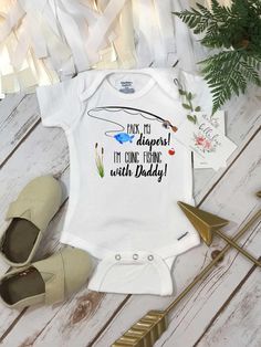 Fishing Onesie®, Pack My Diapers I'm going Fishing With Daddy, Baby Shower Gift, Fishing Baby shirt, Fishing Buddy, Fishing Daddy shirt,Gift Fishing Pregnancy Announcement, Outdoorsy Family, Fishing Onesie, Fishing Baby Shower Theme, Fishing Baby, Baby Fish, Going Fishing