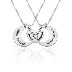 PRICES MAY VARY. ◆Mother Daughter Necklace Set-This set charm pendants one engraved where you lead and a mother charm, the other engraved I will follow and a daughter charm.The mother and daughter two pendants put together to form a love. ◆Girs Inspired Gift -The meaning of this necklace is that the love between mom and daughter will never change.A good way to show love for mother or daughter.Let she know how much you love her. ◆Mother Daughter Gift-The perfect gift for mother and daughter. Beau Mother Daughter Necklaces Set, Mother Daughter Necklace, Mother Daughter Gifts, Mom And Daughter, Daughter Necklace, Bestie Gifts, Set Necklace, Girls Jewelry, Matching Necklaces