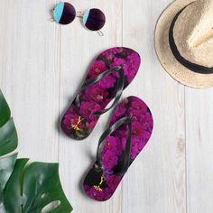 Hot Pink Shoes, Iphone Case Photo, Floral Flip Flops, Colorful Slippers, Cute Leggings, Green Throw Pillows, Bougainvillea, Bright Purple, Pink Shoes