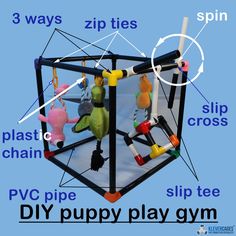 the diagram shows how to make a diy puppy play gym