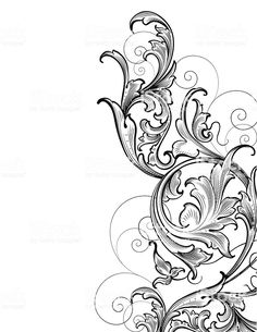 an ornate design with swirls and leaves