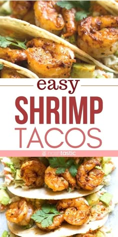 shrimp tacos stacked on top of each other