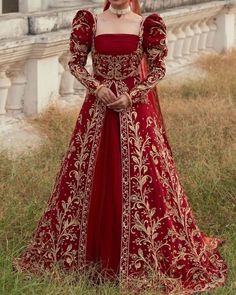 Red Regency Dress, Red Pakistani Bridal Dress, Targaryen Dress, Red Bride, Pakistani Bridal Dress, Red Bridal Dress, Desi Wedding Dresses, Asian Bridal Dresses, Latest Bridal Dresses