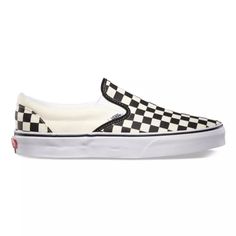 Vans Checkerboard Slip-On Black/Off White Check VN000EYEBWW Estilo Vans, Vans Checkerboard Slip On, Vans Trainers, Basket Vans, Checkered Shoes, White Slip On Sneakers, White Slip On Shoes, Style Vans, Vans Checkerboard