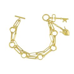 Charm Toggle Bracelet - nOir Jewelry Luxury Gold Chain Charm Bracelet As Gift, Luxury Gold Charm Bracelet With Chain, Gold-tone Chain Bracelet With Toggle Clasp As Gift, Gold-plated Bracelet With Toggle Clasp As Gift, Gold Bracelet With Toggle Clasp For Gift, Gold Bracelet With Toggle Clasp As Gift, Elegant Heart Bracelet With Toggle Clasp For Gift, Elegant Double Chain Charm Bracelet As Gift, Yellow Gold Chain Bracelet With Toggle Clasp For Gifts