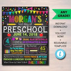 EDITABLE Last Day of School Photo Prop, Back to School Chalkboard Poster, Personalized School Chalkboard Sign, Any Grade Sign School Photo Printable Photo Props, Chalkboard Poster, Thrifty Thursday, School Chalkboard, Invitation Text, Chalkboard Sign, 1st Day Of School, School Signs