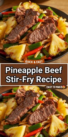 pineapple beef stir - fry recipe on a plate