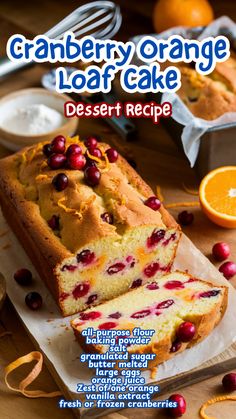 the cover of cranberry orange loaf cake