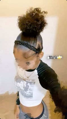 2 Buns With Braids Natural Hair, Plat Bun Hairstyles, Braids With Ponytail Natural Hair, Slick Back With Butterfly Braid, Homecoming Natural Hairstyles, Hairstyles With Real Hair Black Women, Two Puff Balls Hairstyle Natural Hair, Fulani Braids Natural Hair Curly, Fake Puff Hairstyles