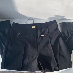 Brand New Zara Trousers And Like Joggers Zara Leggings With Gold Buttons, Tartan Plaid Dress, Fitted Slacks, Paper Bag Waist Pants, Zara Trousers, Black Flare Pants, Plaid Dress Pants, Pink Trousers, Zara Jumpsuit