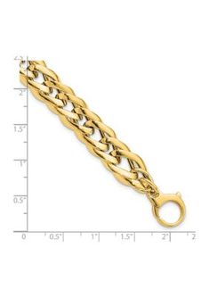 Dazzle your look for any occasion from day to night with this fancy link bracelet. Fashioned from 14K yellow gold, this 7.5-inch long chain style bracelet features high polished finish for gleaming shine and encloses with a fancy lobster clasp. Amazingly stylish this bracelet will never go out of style. | Belk & Co Women's 14K Yellow Gold Polished Hollow Fancy Link Bracelet Adjustable Link Yellow Gold Bracelet, Polished Yellow Gold Link Bracelets, High-quality Elegant Yellow Gold Bracelets, Luxury Hallmarked Yellow Gold Chain Bracelet, Antique Yellow Gold Link Bracelet, Long Chain, Fine Jewelry Bracelets, Gold Polish, Out Of Style