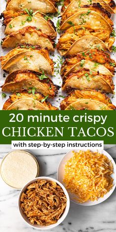 20 minute crispy chicken tacos with step - by - step instructions on how to make them