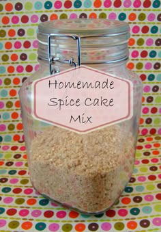 homemade spice cake mix in a glass jar