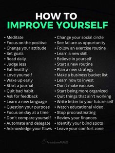 a poster with the words how to improve yourself