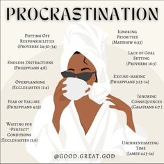 a poster with the words procrastination written in black and white on it