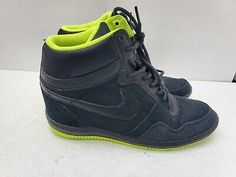 ad eBay - Nike Air Lunar Force 1 Sky HI Wedge Women Size 10 Black Suede Volt 644413-006 - Buy Now, click the link (eBay) Nike Wedge Sneakers, Nike Wedges, Sneaker Games, Wedge Sneakers, Wedge Sneaker, Women's Sneakers, Wedge Shoes, Black Suede, Sneakers Fashion