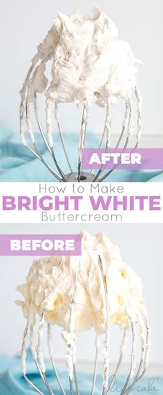 the before and after pictures of how to make buttercream whipped cream in a mixer