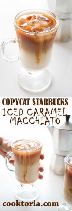 two cups filled with iced caramel macchiato