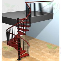 a drawing of a spiral staircase in a room