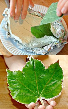 someone is making a leaf out of tin foil