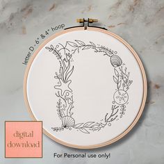 an embroidery pattern with the letter o on it and text that reads digital download for personal use only