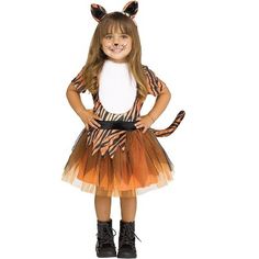 Your toddler can transform into a ferocious, yet adorable tiger with the help of this cute costume! If she is a fan of big cats and jungle animals she will love this costume! Watch her roar and stalk through the jungle and have an awesome Halloween! This adorable costume will be a hit with everyone! Cat Toddler Costume, Animal Halloween Costumes, Tiger Costume, Cute Cat Face, Toddler Halloween Costumes, Fun World, Toddler Costumes, Tiger Design, Toddler Halloween