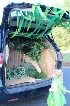 Tinker Bell's Forest Tinkerbell Trunk Or Treat, Forest Trunk Or Treat, Trunk Or Treat Truck, Peter Pan Halloween, Epic Halloween Costumes, Dinosaur Family, Dinosaur Halloween