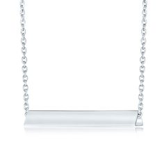 Discover a fresh twist on layering with our 3-sided .925 sterling silver pendants. The sleek rectangular bar adds elegance. A must-have for any jewelry box, this modern silver necklace keeps her stylish and on-trend. Elegant Silver Rectangular Bar Necklace, Minimalist Rectangular Necklace With Polished Finish, Modern Sterling Silver Bar Necklace, Classic Silver Bar Necklace, Silver Minimalist Necklace With Rectangular Pendant, Simple Silver Rectangular Pendant Jewelry, Classic Sterling Silver Bar Necklace, Modern Sterling Silver Bar Necklace For Gift, Simple Silver Necklace With Rectangular Pendant